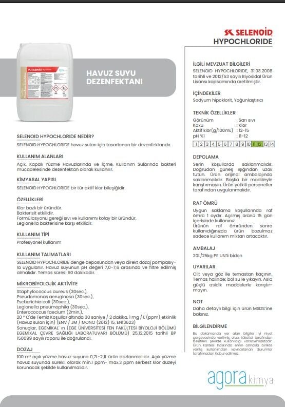 SELENOID HYPOCHLORIDE 20lt/ 25 KG