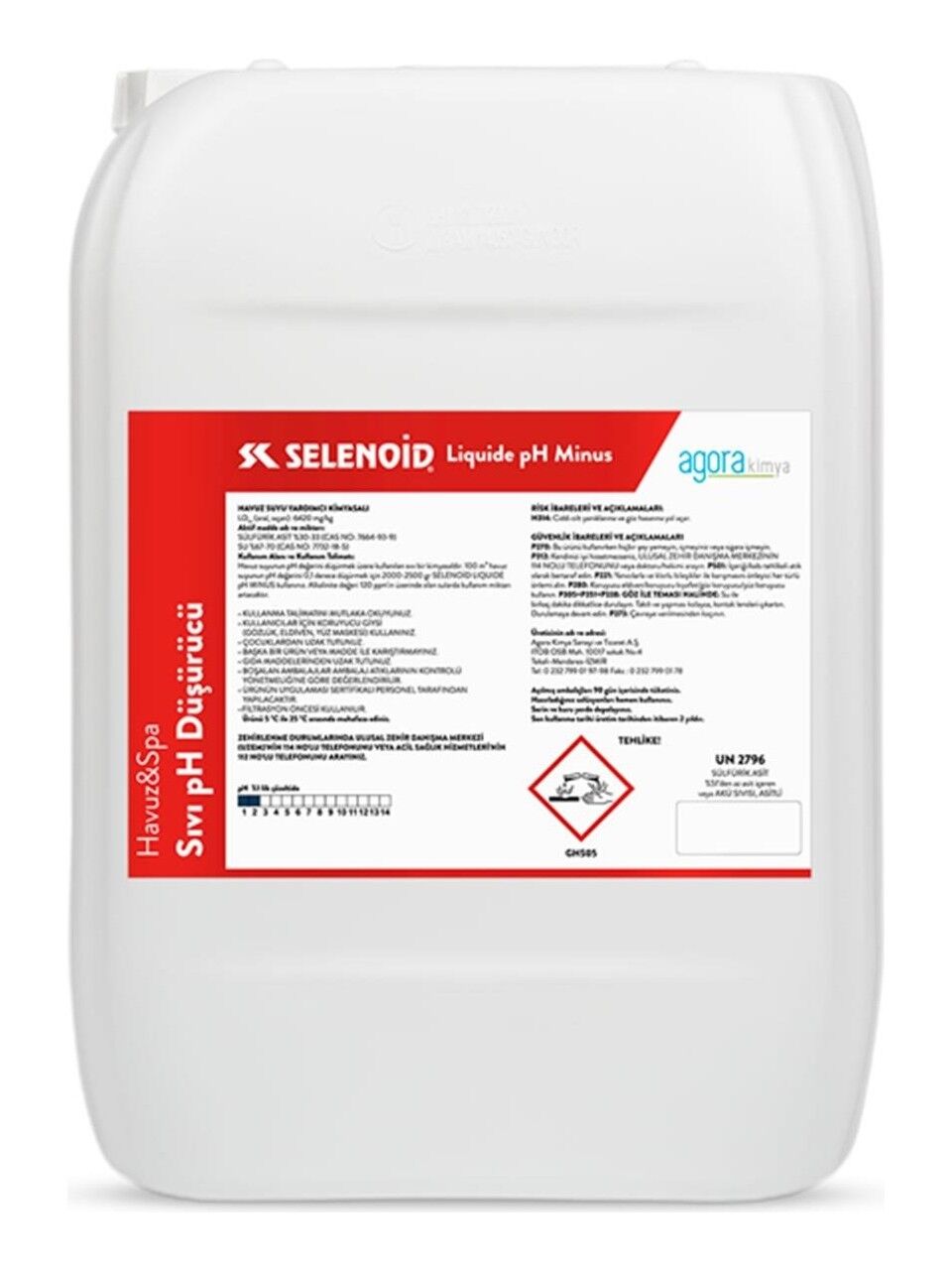 SELENOID Havuz Suyu Ph Düşürücü Selenoid Liquide Ph (-) 25 kg