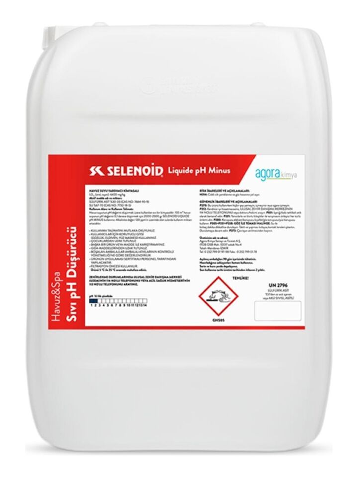 SELENOID Havuz Suyu Ph Düşürücü Selenoid Liquide Ph (-) 25 kg
