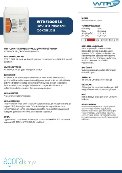 WTR FLOCK ÇÖKTÜRÜCÜ 20 LT