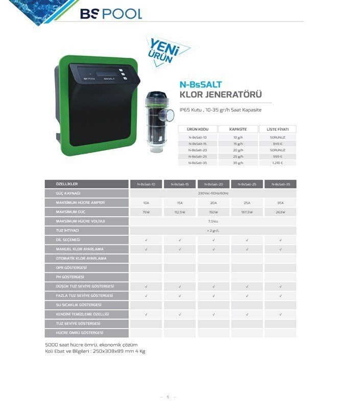 Bs Pool Pro 50 g/h Tuz Klor Jeneratörü