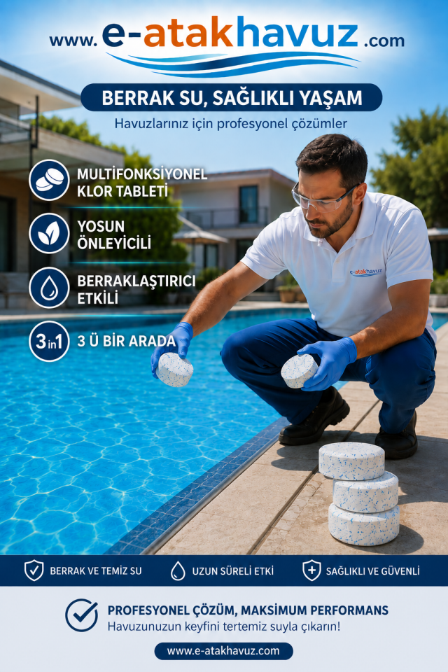 M806 %90 1kg (5x200gr) Havuz Multi Tablet Dezenfektan Klor + Çöktürücü + Yosun
