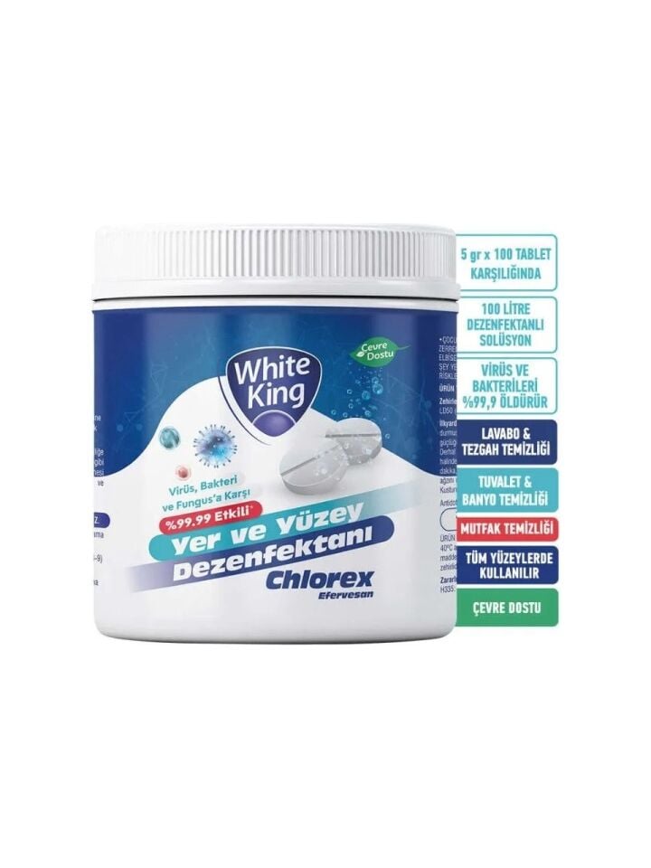 White King Cholorex Efervesan Nadcc Klor Tablet (5GR)/100 Adet - Içme ve Kullanma Su Depolarına