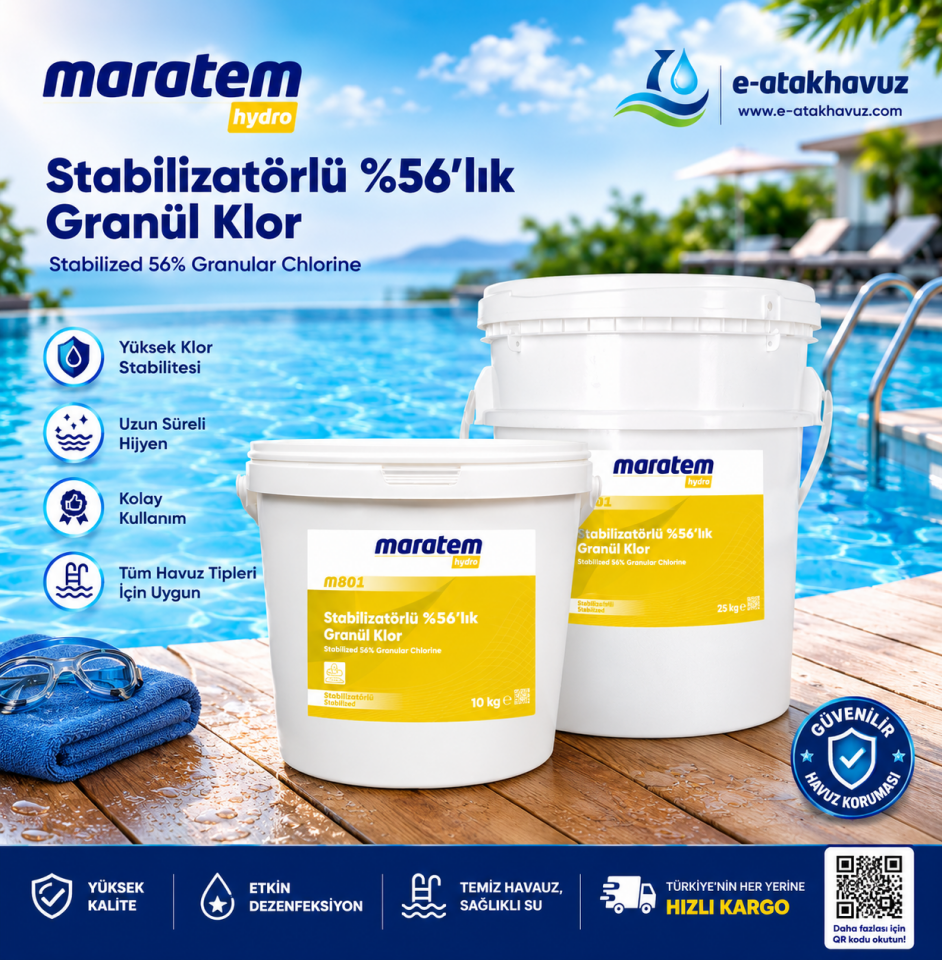 Maratem Hydra M801 %56'lık Stabilizatörlü Granül Toz Klor 10 kg M801-10