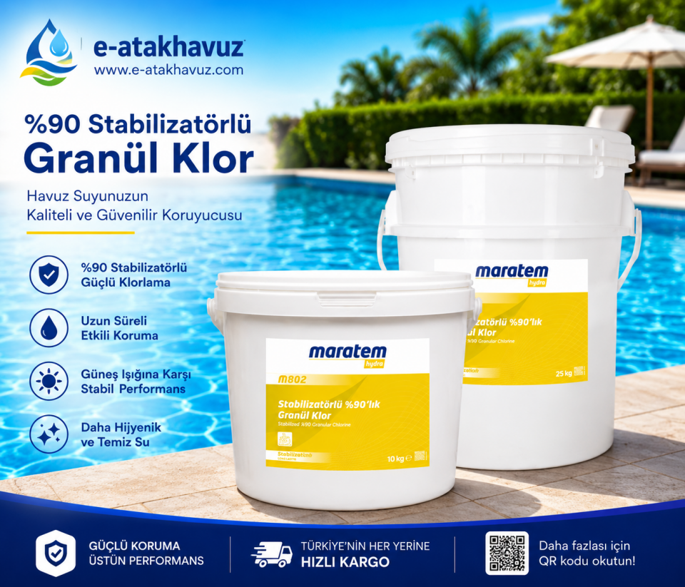 Maratem Hydra M802 %90'lık Stabilizatörlü Granül Toz Klor 25 kg M802-25
