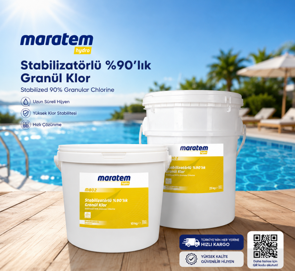 Maratem Hydra M802 %90'lık Stabilizatörlü Granül Toz Klor 10 kg M802-10